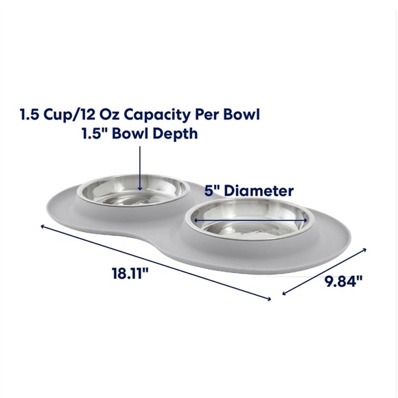 Messy Mutts Double Dog Bowl - Gray - Picture 4 of 8
